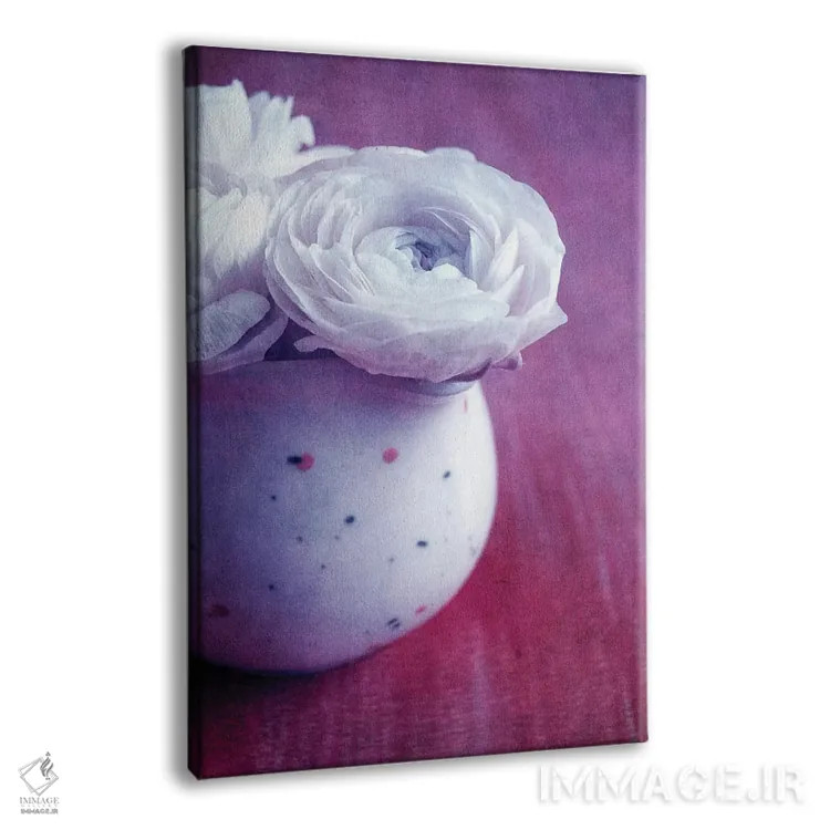 تابلو دکوراتیو گل های سفید اثر کلودیا دروسرت - نمای پرسپکتیو محصول