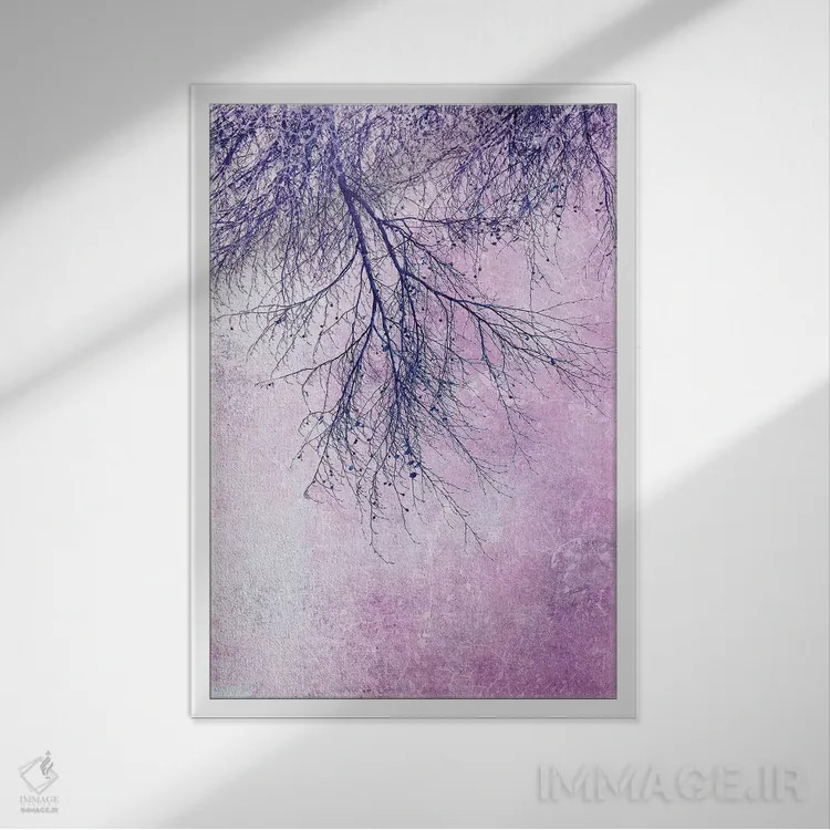 تابلو دکوراتیو شاخه ها اثر کلودیا دروسرت - نمای قابدار سفید