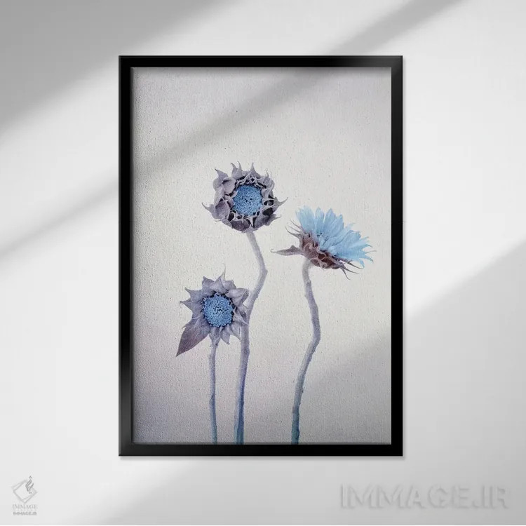 تابلو دکوراتیو آفتابگردان اثر کلودیا دروسرت - نمای قابدار مشکی