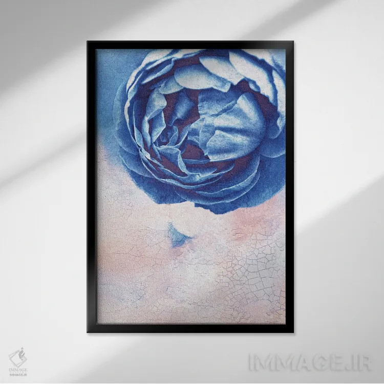 تابلو دکوراتیو رز آبی اثر کلودیا دروسرت - نمای قابدار مشکی