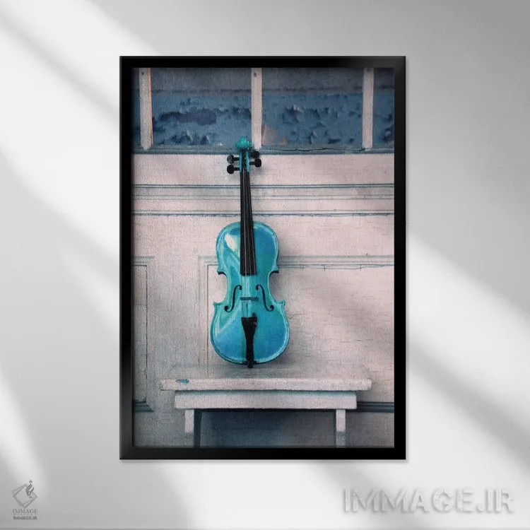 تابلو دکوراتیو ویولن اثر کلودیا دروسرت - نمای قابدار مشکی