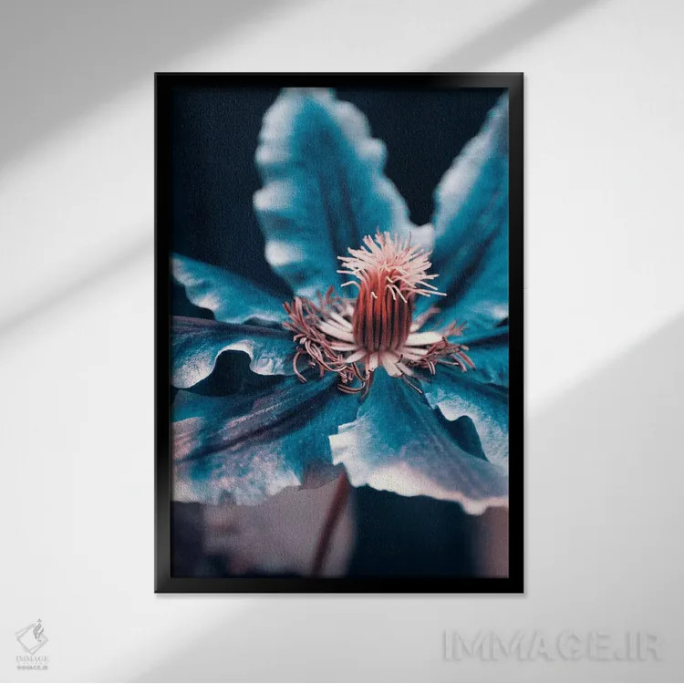 تابلو دکوراتیو آبی عمیق اثر کلودیا دروسرت - نمای قابدار مشکی