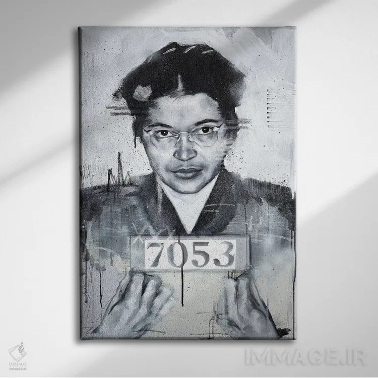 تابلو دکوراتیو رزا پارکس اثر کدی سن - نمای روبهرو روی دیوار