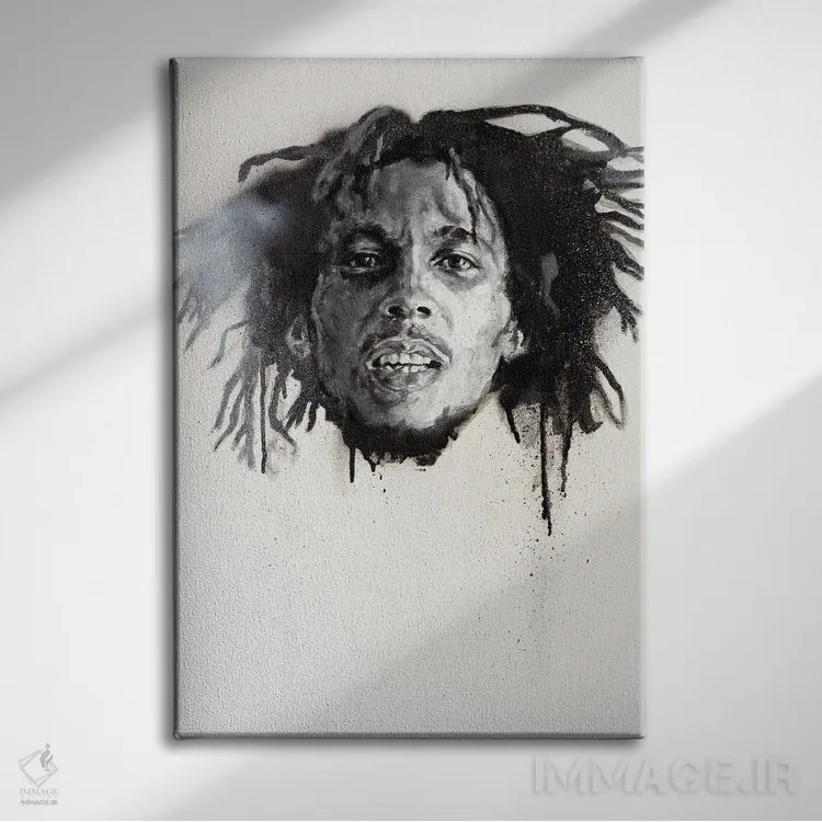 تابلو دکوراتیو باب مارلی اثر کدی سن - نمای روبهرو روی دیوار