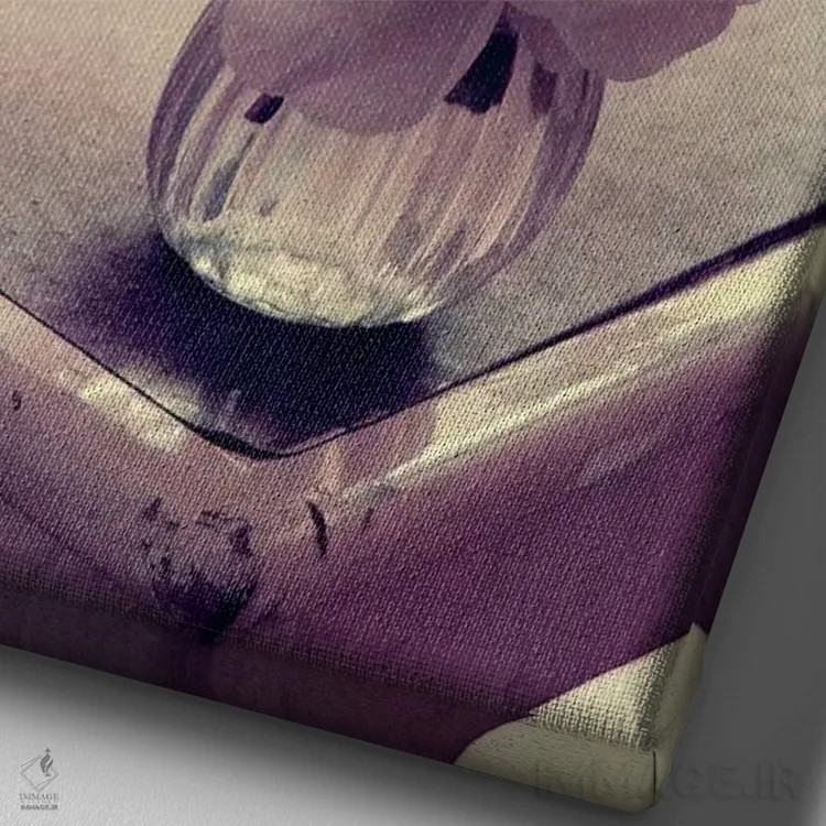 تابلو دکوراتیو گل صدتومانی اثر کلودیا دروسرت - نمای نزدیک بافت بوم