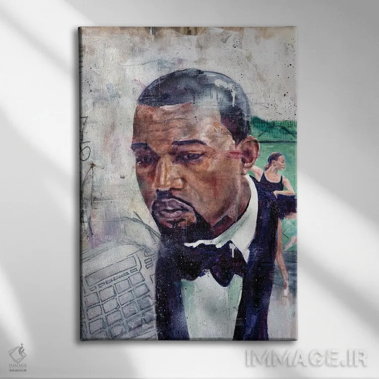 تابلو دکوراتیو کانیه، آهنگ "ران اوی" اثر کدی سن - نمای روبهرو روی دیوار