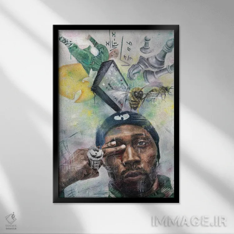 تابلو دکوراتیو آر.زی.ای اثر کدی سن - نمای قابدار مشکی