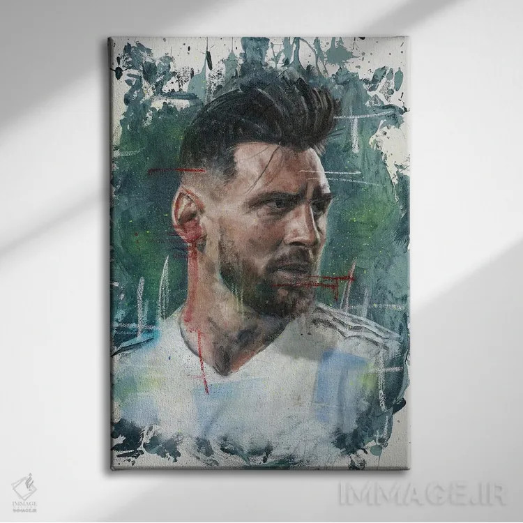 تابلو دکوراتیو لیونل مسی اثر کدی سن - نمای روبهرو روی دیوار