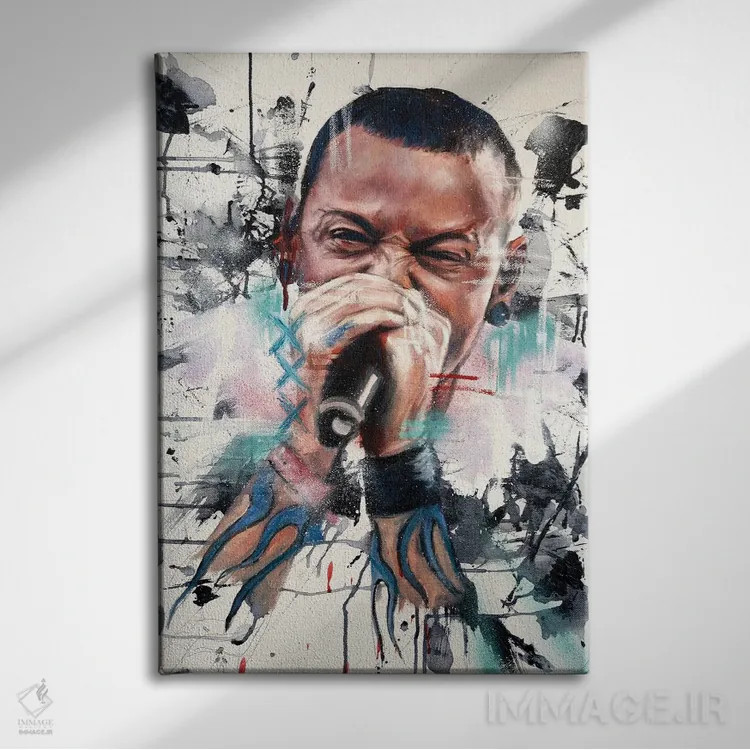 تابلو دکوراتیو چستر بنینگتون اثر کدی سن - نمای روبهرو روی دیوار
