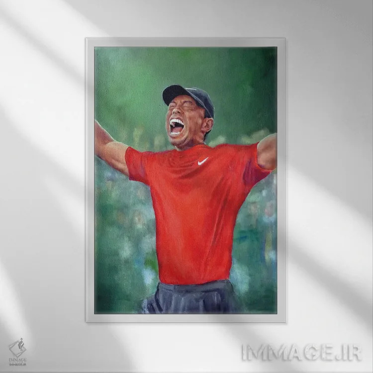 تابلو دکوراتیو تایگر وودز اثر کدی سن - نمای قابدار سفید