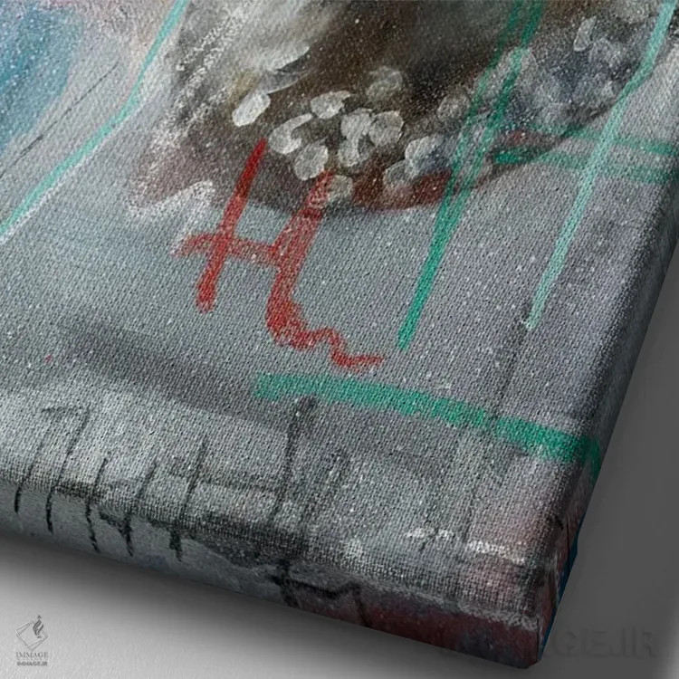 تابلو دکوراتیو جوس ورلد اثر کدی سن - نمای نزدیک بافت بوم