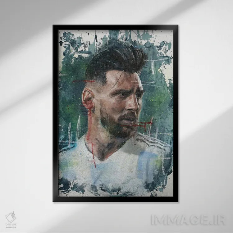 تابلو دکوراتیو لیونل مسی اثر کدی سن - نمای قابدار مشکی