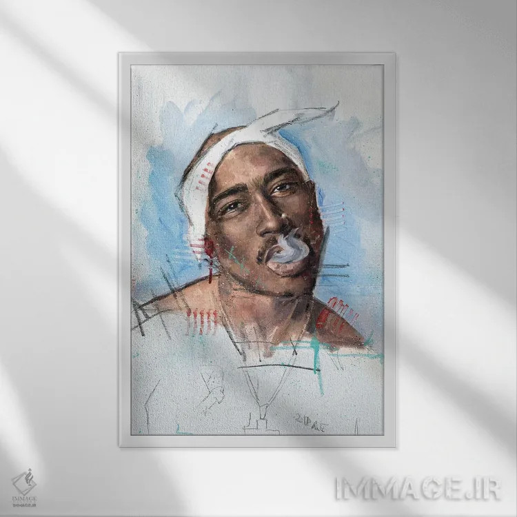 تابلو دکوراتیو توپاک اثر کدی سن - نمای قابدار سفید