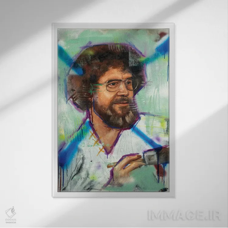 تابلو دکوراتیو باب راس اثر کدی سن - نمای قابدار سفید