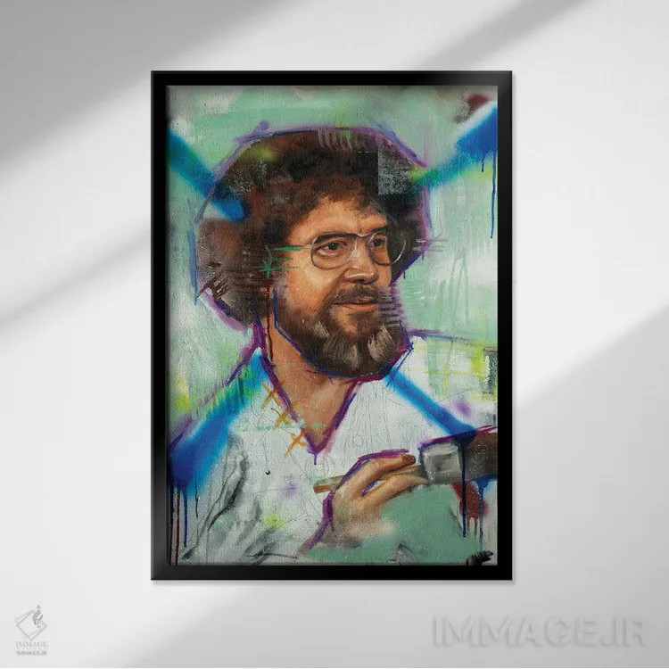 تابلو دکوراتیو باب راس اثر کدی سن - نمای قابدار مشکی