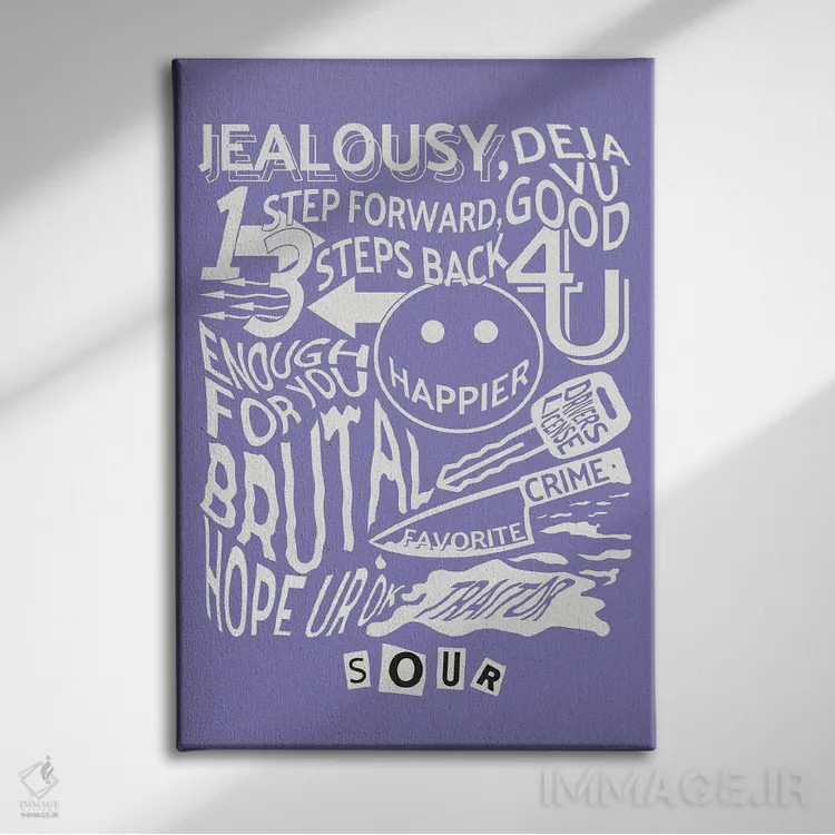 تابلو دکوراتیو فهرست آهنگ های "ساور" اثر کراس رودز آرت - نمای روبهرو روی دیوار