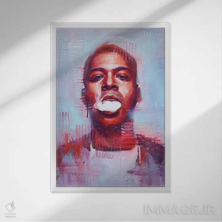 تابلو دکوراتیو کید کودی، دود اثر کدی سن - نمای قابدار سفید