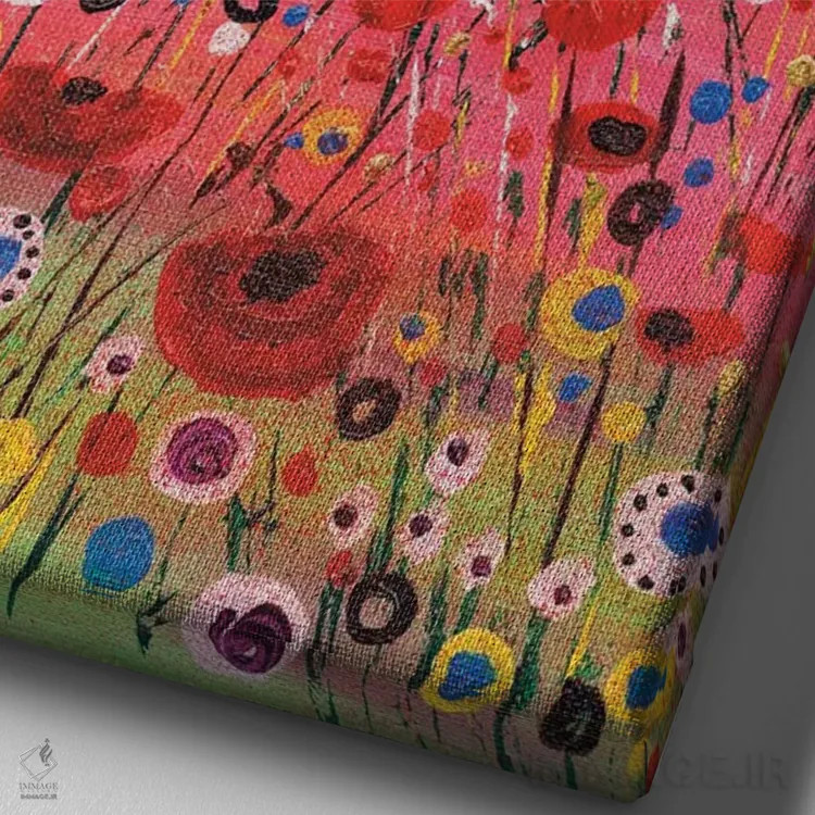 تابلو انتزاعی شقایق های یادبود اثر کارولین دانکن آرت - نمای نزدیک بافت بوم