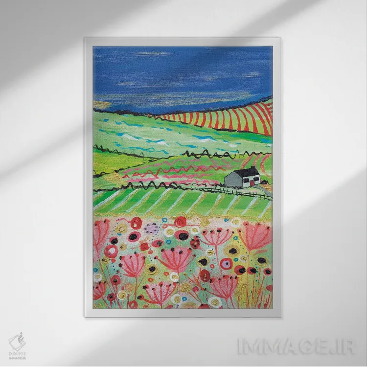 تابلو انتزاعی جاده به سمت کراس اثر کارولین دانکن آرت - نمای قابدار سفید