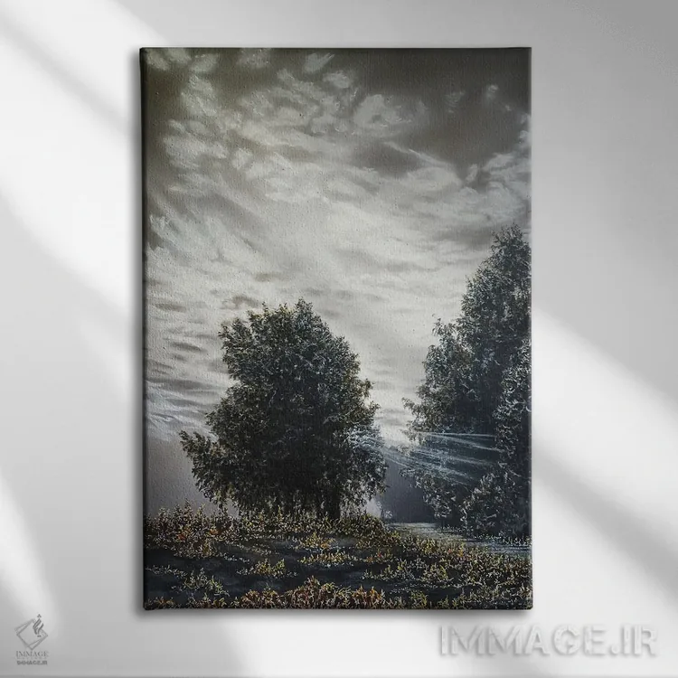 تابلو دکوراتیو نور و سایه ها اثر شارلوت ادر - نمای روبهرو روی دیوار