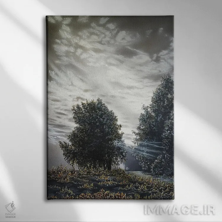 تابلو دکوراتیو نور و سایه ها اثر شارلوت ادر - نمای روبهرو روی دیوار