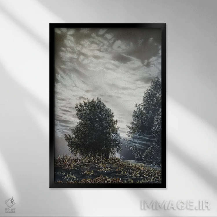 تابلو دکوراتیو نور و سایه ها اثر شارلوت ادر - نمای قابدار مشکی