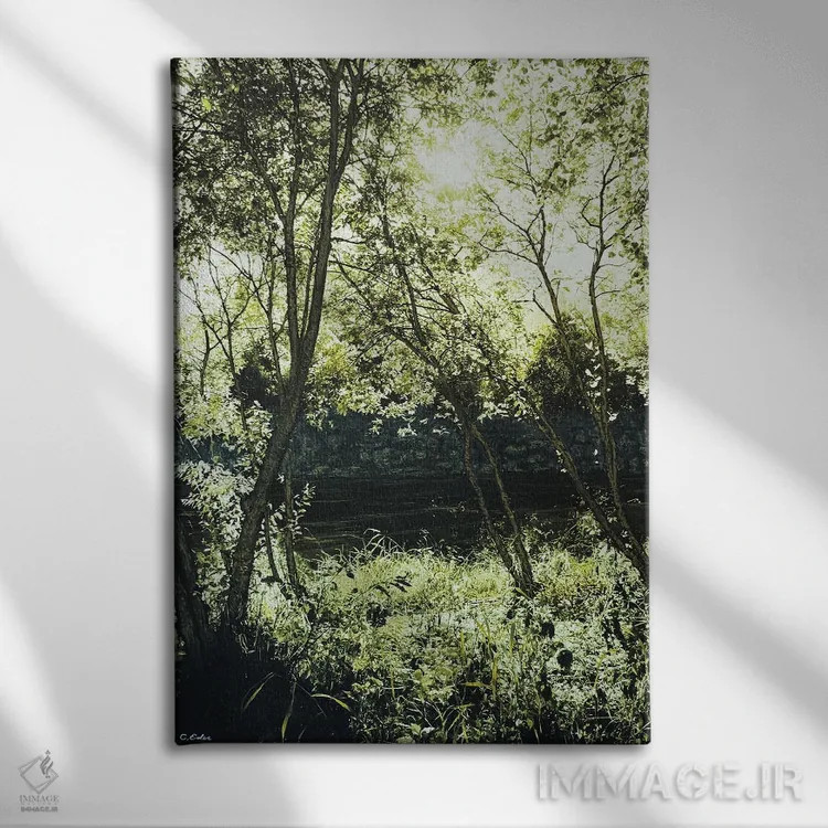 تابلو دکوراتیو اخرا سبز یکم اثر شارلوت ادر - نمای روبهرو روی دیوار