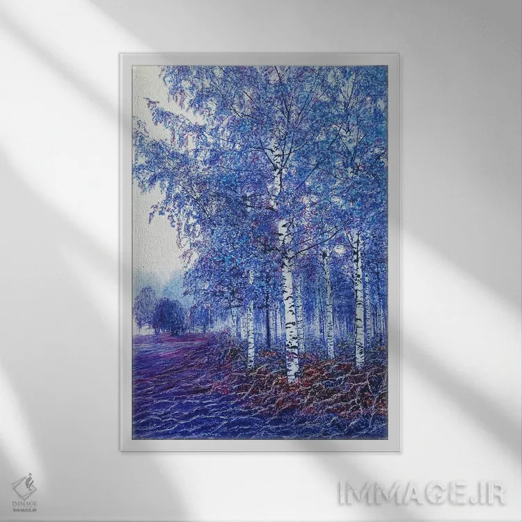 تابلو دکوراتیو آبی اثر شارلوت ادر - نمای قابدار سفید