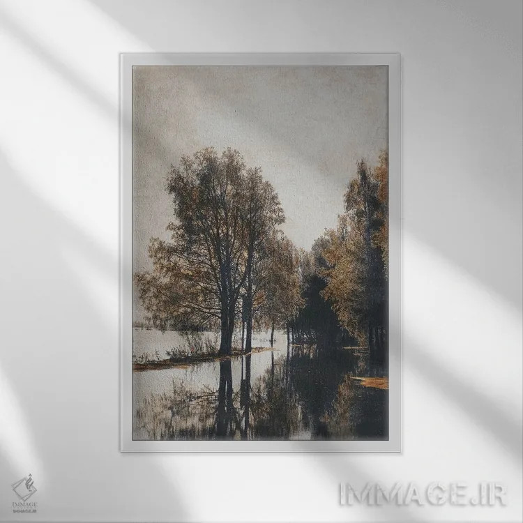 تابلو دکوراتیو آب بالا یکم اثر شارلوت ادر - نمای قابدار سفید