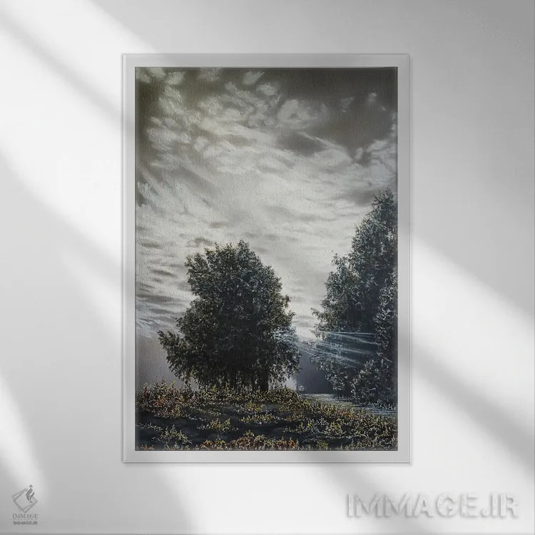 تابلو دکوراتیو نور و سایه ها اثر شارلوت ادر - نمای قابدار سفید