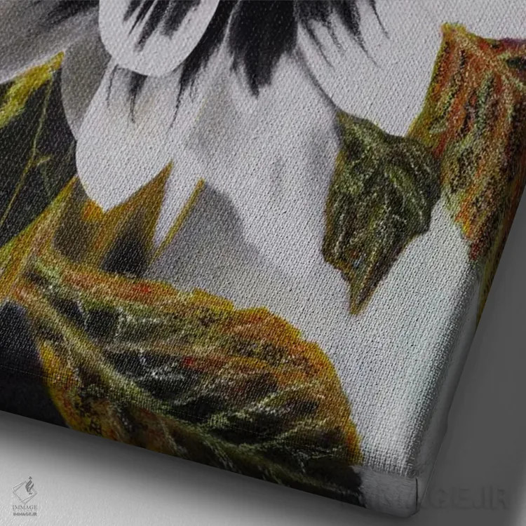 تابلو دکوراتیو صورت دا�یا اثر شارلوت ادر - نمای نزدیک بافت بوم