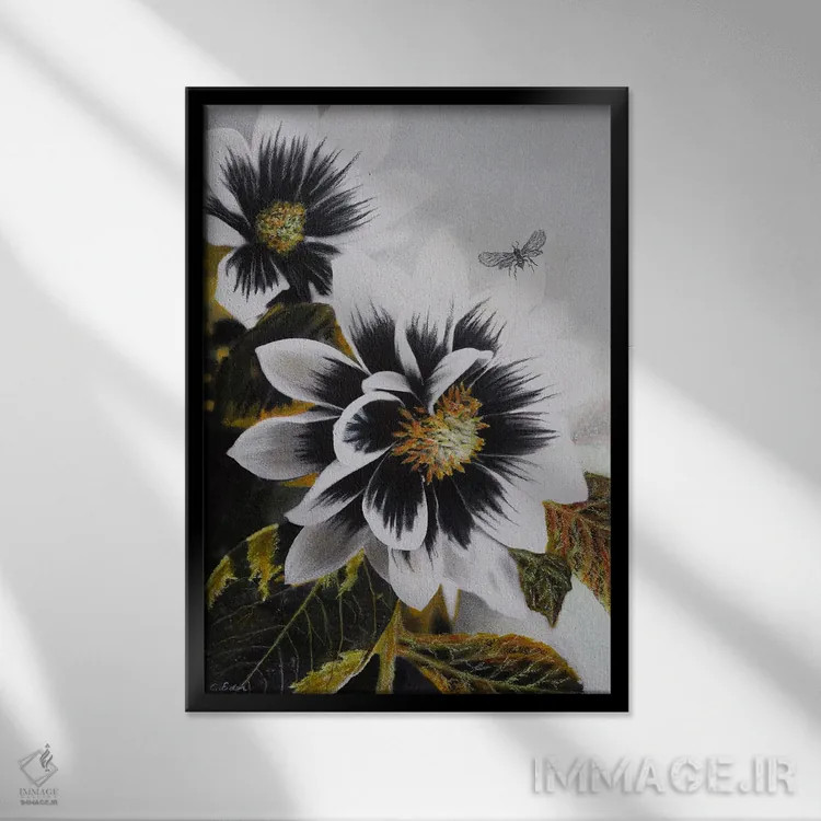 تابلو دکوراتیو صورت دا�یا اثر شارلوت ادر - نمای قابدار مشکی