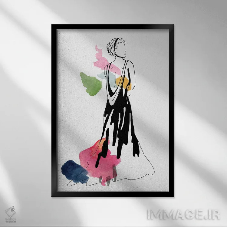 تابلو مینیمال رنگ مد دوم اثر دیزاین کورین رز - نمای قابدار مشکی