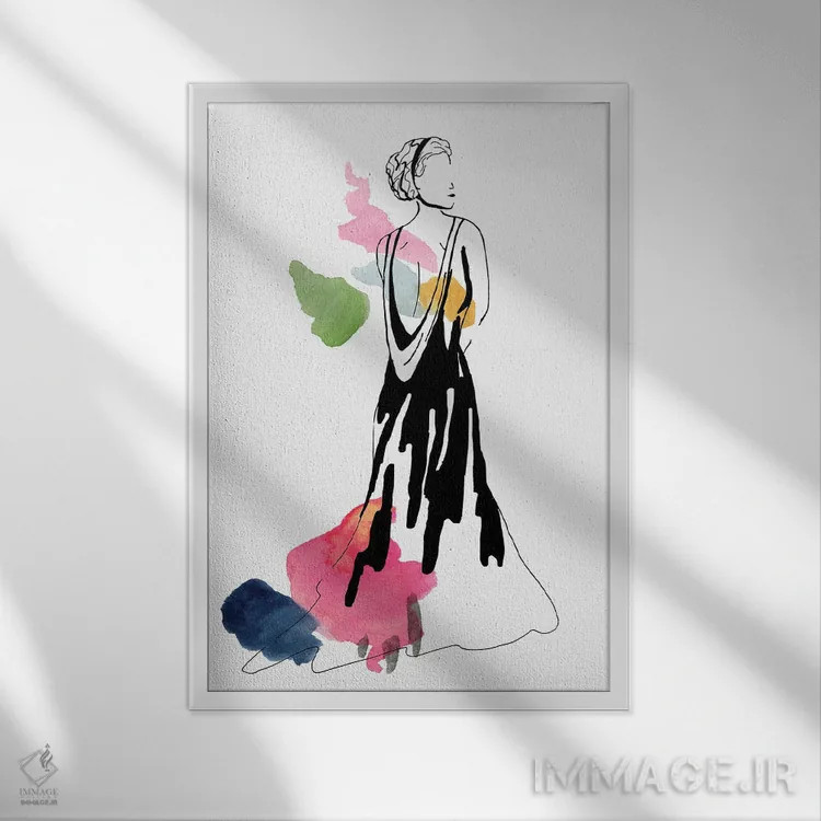 تابلو مینیمال رنگ مد دوم اثر دیزاین کورین رز - نمای قابدار سفید