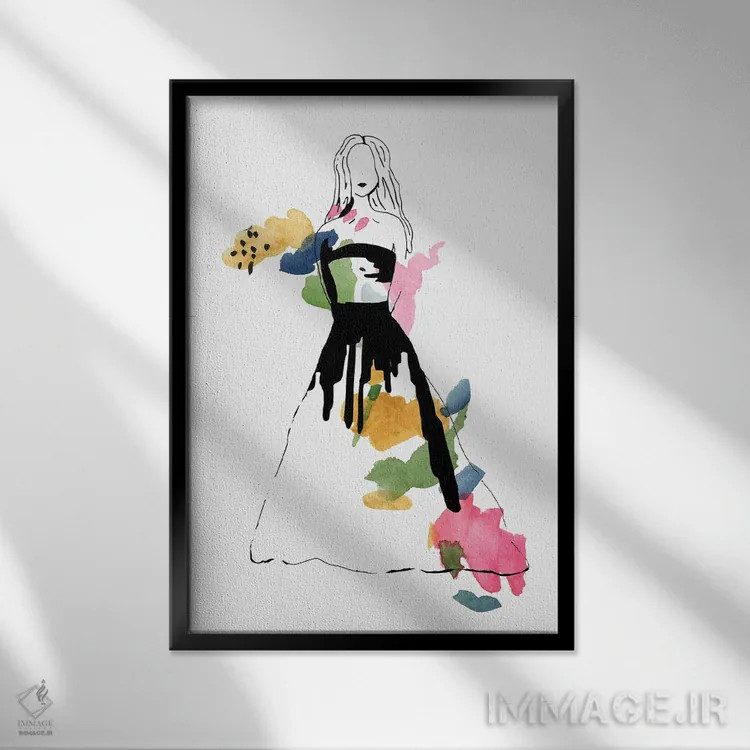 تابلو مینیمال رنگ مد یکم اثر دیزاین کورین رز - نمای قابدار مشکی