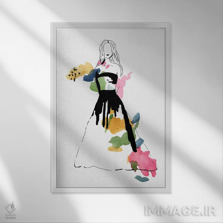 تابلو مینیمال رنگ مد یکم اثر دیزاین کورین رز - نمای قابدار سفید