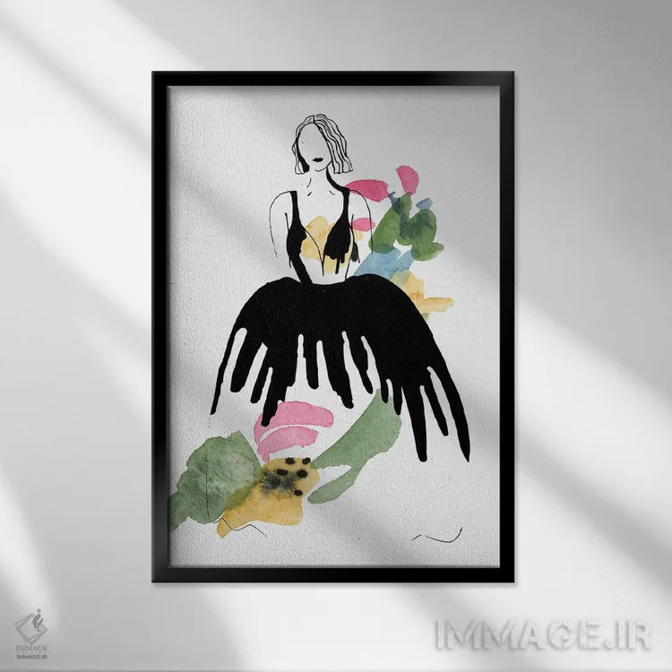 تابلو مینیمال رنگ مد سوم اثر دیزاین کورین رز - نمای قابدار مشکی