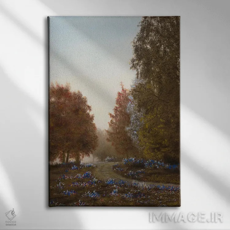 تابلو دکوراتیو منظره با رنگ قرمز اثر شارلوت ادر - نمای روبهرو روی دیوار