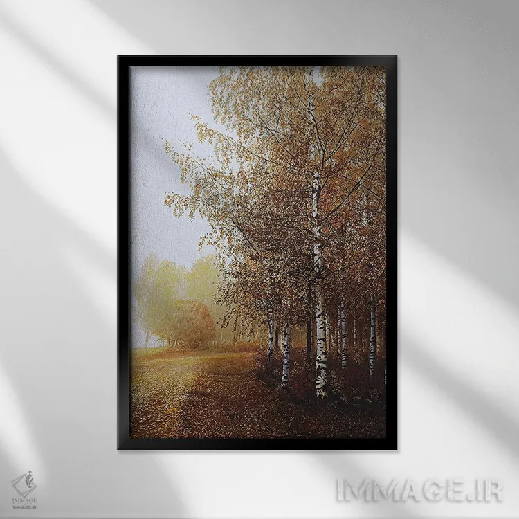 تابلو دکوراتیو چشم انداز طلایی اثر شارلوت ادر - نمای قابدار مشکی