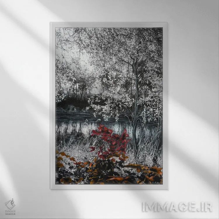 تابلو دکوراتیو شکوفایی اثر شارلوت ادر - نمای قابدار سفید