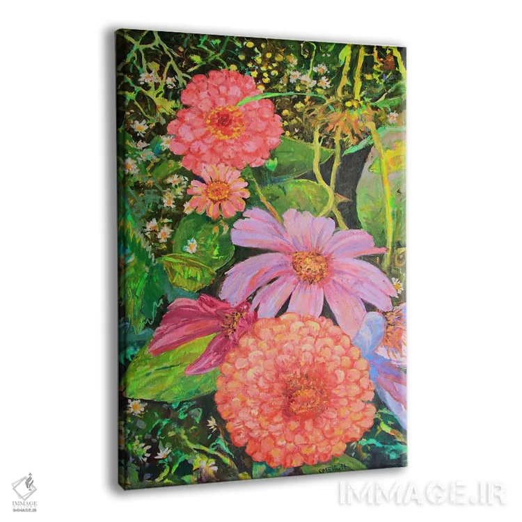 تابلو دکوراتیو فرشینه گل ها اثر کترین ام الیوت - نمای پرسپکتیو محصول
