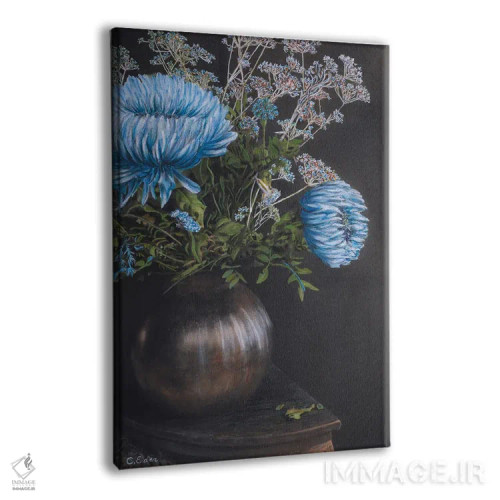 تابلو دکوراتیو طبیعت بی جان آبی اثر شارلوت ادر - نمای پرسپکتیو محصول