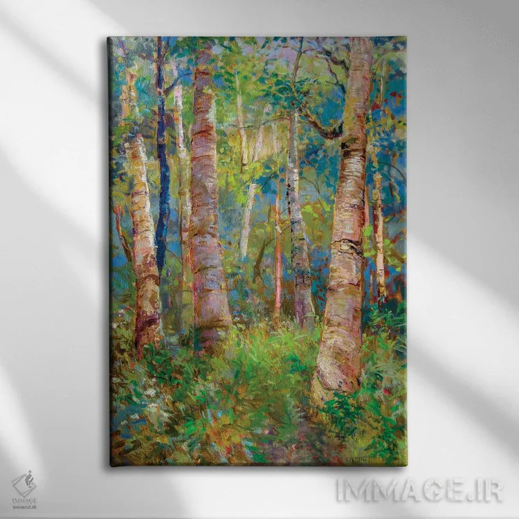 تابلو دکوراتیو جنگل کوچک توس اثر کترین ام الیوت - نمای روبهرو روی دیوار
