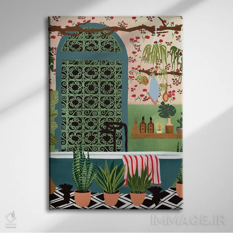 تابلو دکوراتیو حمام شبانه اثر جیدا الاسار - نمای روبهرو روی دیوار