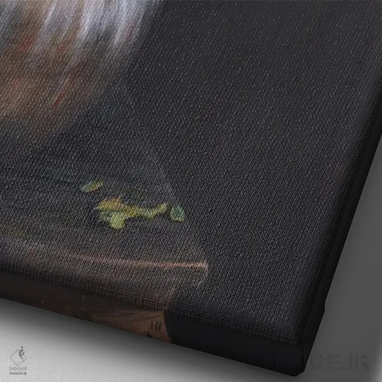 تابلو دکوراتیو طبیعت بی جان آبی اثر شارلوت ادر - نمای نزدیک بافت بوم