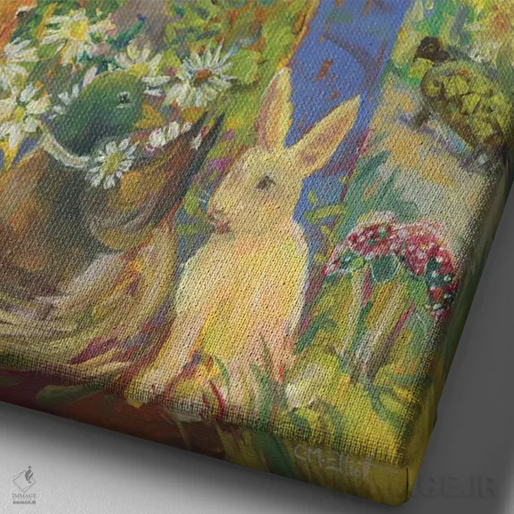 تابلو دکوراتیو حیوانات جنگل اثر کترین ام الیوت - نمای نزدیک بافت بوم