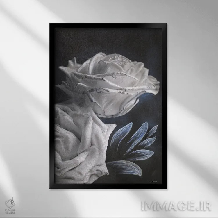 تابلو دکوراتیو رزهای اعتماد اثر شارلوت ادر - نمای قابدار مشکی