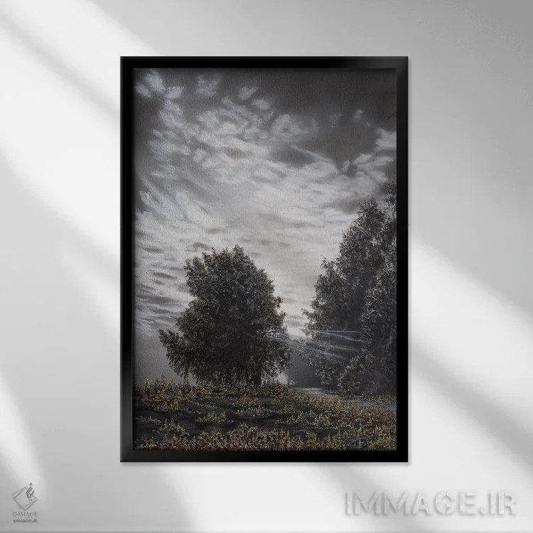 تابلو دکوراتیو نور و سایه ها اثر شارلوت ادر - نمای قابدار مشکی