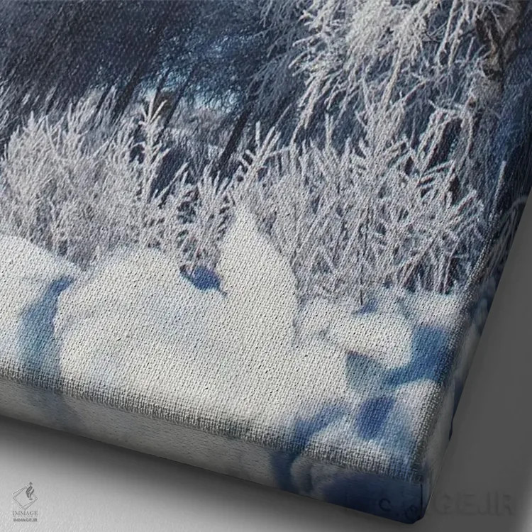 تابلو دکوراتیو برف ترد اثر شارلوت ادر - نمای نزدیک بافت بوم