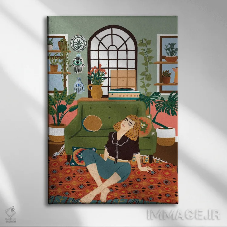 تابلو دکوراتیو آلبوم در حالت تکرار اثر جیدا الاسار - نمای روبهرو روی دیوار